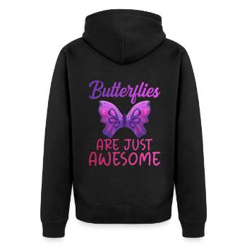 Butterfly Lover Gifts - Unisex Premium Organic Zip Hoodie - black - Back - Nico (187cm)