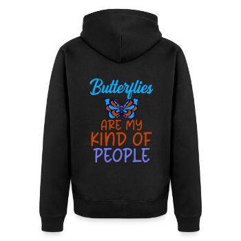 Butterfly Lover Gifts - Unisex Premium Organic Zip Hoodie - black - Back - Nico (187cm)