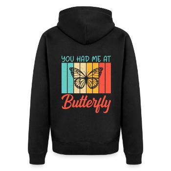 Butterfly Lover Gifts - Unisex Premium Organic Zip Hoodie - black - Back - Nico (187cm)
