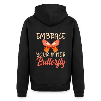 Butterfly Lover Gifts - Unisex Premium Organic Zip Hoodie - black - Back - Nico (187cm)