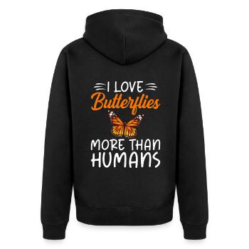 Butterfly Lover Gifts - Unisex Premium Organic Zip Hoodie - black - Back - Nico (187cm)