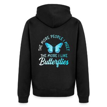 Butterfly Lover Gifts - Unisex Premium Organic Zip Hoodie - black - Back - Nico (187cm)