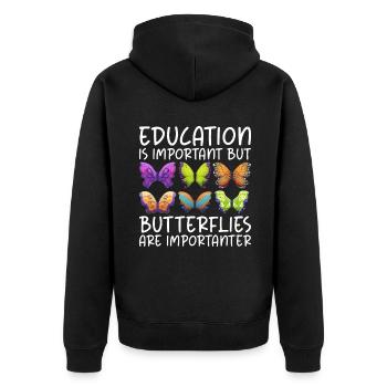 Butterfly Lover Gifts - Unisex Premium Organic Zip Hoodie - black - Back - Nico (187cm)