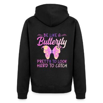 Butterfly Lover Gifts - Unisex Premium Organic Zip Hoodie - black - Back - Nico (187cm)