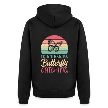 Butterfly Lover Gifts - Unisex Premium Organic Zip Hoodie - black - Back - Nico (187cm)
