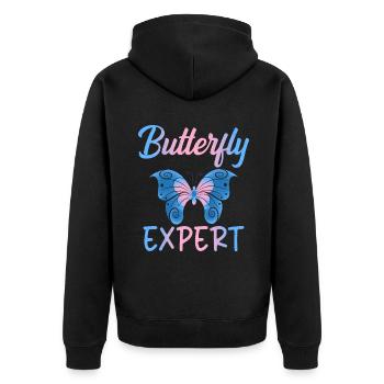 Butterfly Lover Gifts - Unisex Premium Organic Zip Hoodie - black - Back - Nico (187cm)