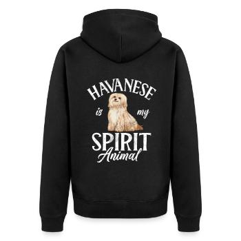 Gifts for Havanese Dog Lovers - Unisex Premium Bio Zip Hoodie - Schwarz - Hinten - Nico (187cm)