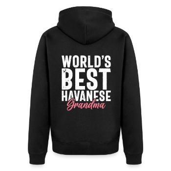 Gifts for Havanese Dog Lovers - Unisex Premium Bio Zip Hoodie - Schwarz - Hinten - Nico (187cm)
