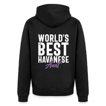 Gifts for Havanese Dog Lovers - Unisex Premium Bio Zip Hoodie - Schwarz - Hinten - Nico (187cm)