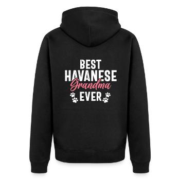 Cadeaux pour les amoureux des chiens bichons havanais - Veste à capuche bio Premium Unisexe - noir - Dos - Nico (187cm)
