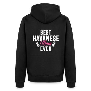 Cadeaux pour les amoureux des chiens bichons havanais - Veste à capuche bio Premium Unisexe - noir - Dos - Nico (187cm)