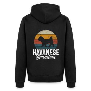 Cadeaux pour les amoureux des chiens bichons havanais - Veste à capuche bio Premium Unisexe - noir - Dos - Nico (187cm)