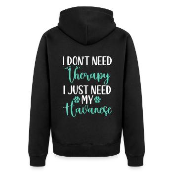 Gifts for Havanese Dog Lovers - Unisex Premium Bio Zip Hoodie - Schwarz - Hinten - Nico (187cm)