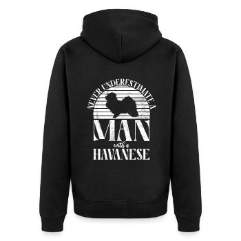 Cadeaux pour les amoureux des chiens bichons havanais - Veste à capuche bio Premium Unisexe - noir - Dos - Nico (187cm)