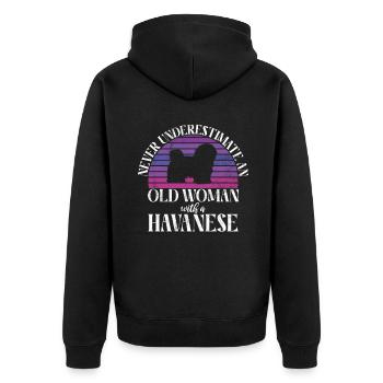 Cadeaux pour les amoureux des chiens bichons havanais - Veste à capuche bio Premium Unisexe - noir - Dos - Nico (187cm)
