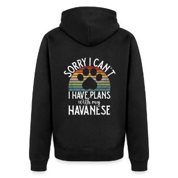 Gifts for Havanese Dog Lovers - Unisex Premium Organic Zip Hoodie - black - Back - Nico (187cm)