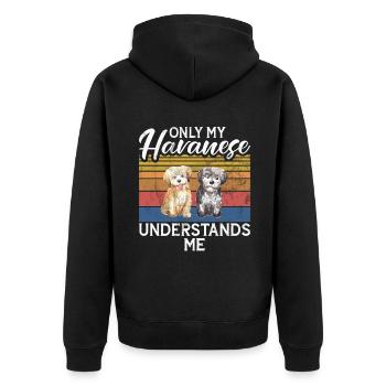 Gifts for Havanese Dog Lovers - Unisex Premium Bio Zip Hoodie - Schwarz - Hinten - Nico (187cm)