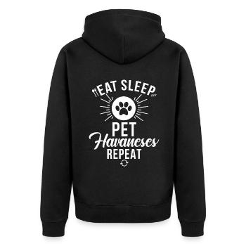 Cadeaux pour les amoureux des chiens bichons havanais - Veste à capuche bio Premium Unisexe - noir - Dos - Nico (187cm)