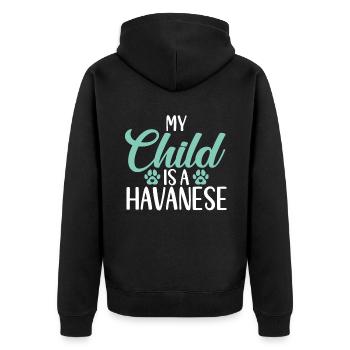 Gifts for Havanese Dog Lovers - Unisex Premium Bio Zip Hoodie - Schwarz - Hinten - Nico (187cm)
