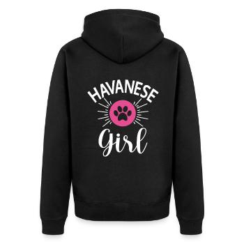 Gifts for Havanese Dog Lovers - Unisex Premium Bio Zip Hoodie - Schwarz - Hinten - Nico (187cm)