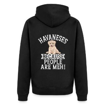 Gifts for Havanese Dog Lovers - Unisex Premium Bio Zip Hoodie - Schwarz - Hinten - Nico (187cm)