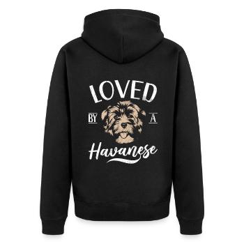 Gifts for Havanese Dog Lovers - Unisex Premium Organic Zip Hoodie - black - Back - Nico (187cm)