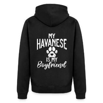 Gifts for Havanese Dog Lovers - Unisex Premium Bio Zip Hoodie - Schwarz - Hinten - Nico (187cm)