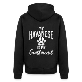 Gifts for Havanese Dog Lovers - Unisex Premium Bio Zip Hoodie - Schwarz - Hinten - Nico (187cm)