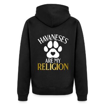 Cadeaux pour les amoureux des chiens bichons havanais - Veste à capuche bio Premium Unisexe - noir - Dos - Nico (187cm)