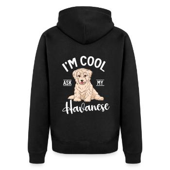 Cadeaux pour les amoureux des chiens bichons havanais - Veste à capuche bio Premium Unisexe - noir - Dos - Nico (187cm)