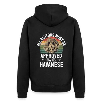 Cadeaux pour les amoureux des chiens bichons havanais - Veste à capuche bio Premium Unisexe - noir - Dos - Nico (187cm)