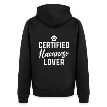 Gifts for Havanese Dog Lovers - Unisex Premium Bio Zip Hoodie - Schwarz - Hinten - Nico (187cm)