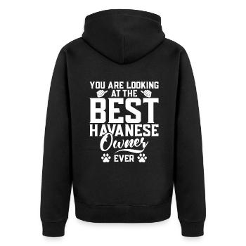 Gifts for Havanese Dog Lovers - Unisex Premium Bio Zip Hoodie - Schwarz - Hinten - Nico (187cm)