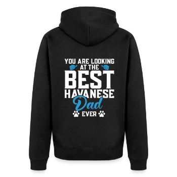 Gifts for Havanese Dog Lovers - Unisex Premium Bio Zip Hoodie - Schwarz - Hinten - Nico (187cm)