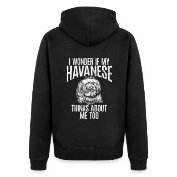 Cadeaux pour les amoureux des chiens bichons havanais - Veste à capuche bio Premium Unisexe - noir - Dos - Nico (187cm)