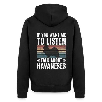 Gifts for Havanese Dog Lovers - Unisex Premium Bio Zip Hoodie - Schwarz - Hinten - Nico (187cm)