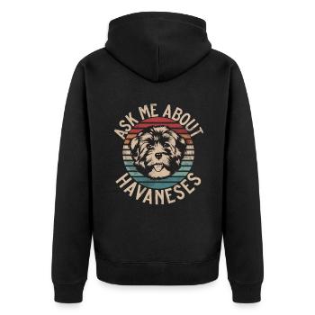 Cadeaux pour les amoureux des chiens bichons havanais - Veste à capuche bio Premium Unisexe - noir - Dos - Nico (187cm)