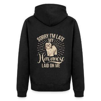 Gifts for Havanese Dog Lovers - Unisex Premium Bio Zip Hoodie - Schwarz - Hinten - Nico (187cm)