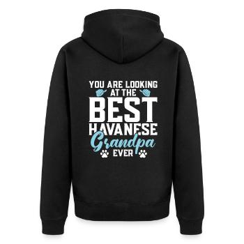 Gifts for Havanese Dog Lovers - Unisex Premium Bio Zip Hoodie - Schwarz - Hinten - Nico (187cm)