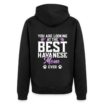 Gifts for Havanese Dog Lovers - Unisex Premium Bio Zip Hoodie - Schwarz - Hinten - Nico (187cm)