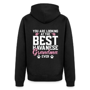 Gifts for Havanese Dog Lovers - Unisex Premium Bio Zip Hoodie - Schwarz - Hinten - Nico (187cm)