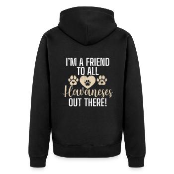 Cadeaux pour les amoureux des chiens bichons havanais - Veste à capuche bio Premium Unisexe - noir - Dos - Nico (187cm)