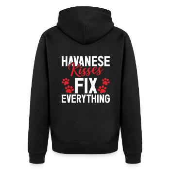 Cadeaux pour les amoureux des chiens bichons havanais - Veste à capuche bio Premium Unisexe - noir - Dos - Nico (187cm)