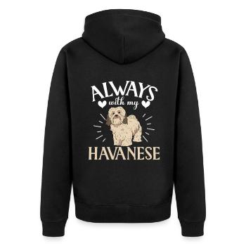 Gifts for Havanese Dog Lovers - Unisex Premium Bio Zip Hoodie - Schwarz - Hinten - Nico (187cm)