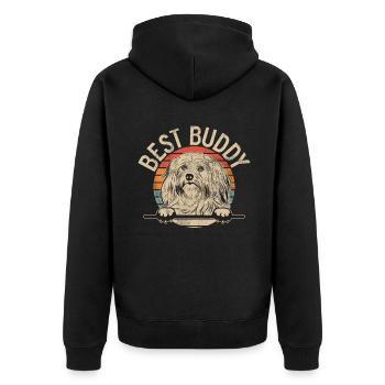 Gifts for Havanese Dog Lovers - Unisex Premium Bio Zip Hoodie - Schwarz - Hinten - Nico (187cm)