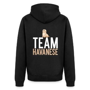 Cadeaux pour les amoureux des chiens bichons havanais - Veste à capuche bio Premium Unisexe - noir - Dos - Nico (187cm)