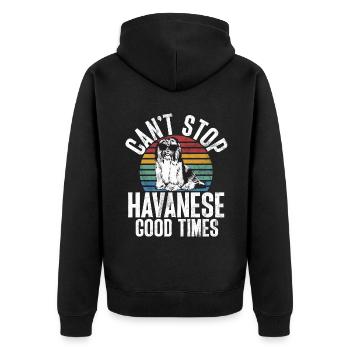 Cadeaux pour les amoureux des chiens bichons havanais - Veste à capuche bio Premium Unisexe - noir - Dos - Nico (187cm)
