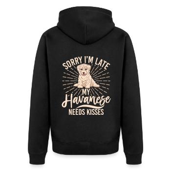 Gifts for Havanese Dog Lovers - Unisex Premium Bio Zip Hoodie - Schwarz - Hinten - Nico (187cm)