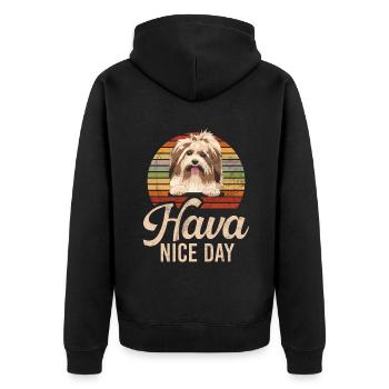 Cadeaux pour les amoureux des chiens bichons havanais - Veste à capuche bio Premium Unisexe - noir - Dos - Nico (187cm)