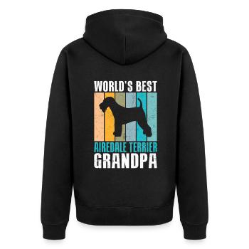 Airedale Terrier Gifts - Unisex Premium Bio Zip Hoodie - Schwarz - Hinten - Nico (187cm)
